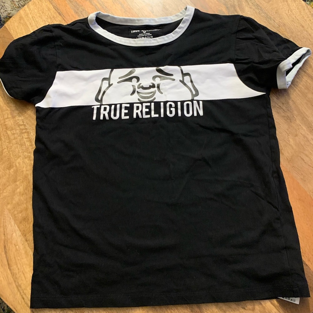 Boys black and white True Religion shirt